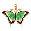 14K Green Enameled Butterly Pendant, 24 x 31 mm