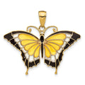 14K Yellow Enameled Butterfly Pendant, 24 x 31 mm