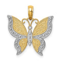 14K and White Rhodium Butterfly Pendant, 20 x 19 mm