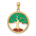 14K Enameled Tree of Life Pendant, 29 x 20 mm