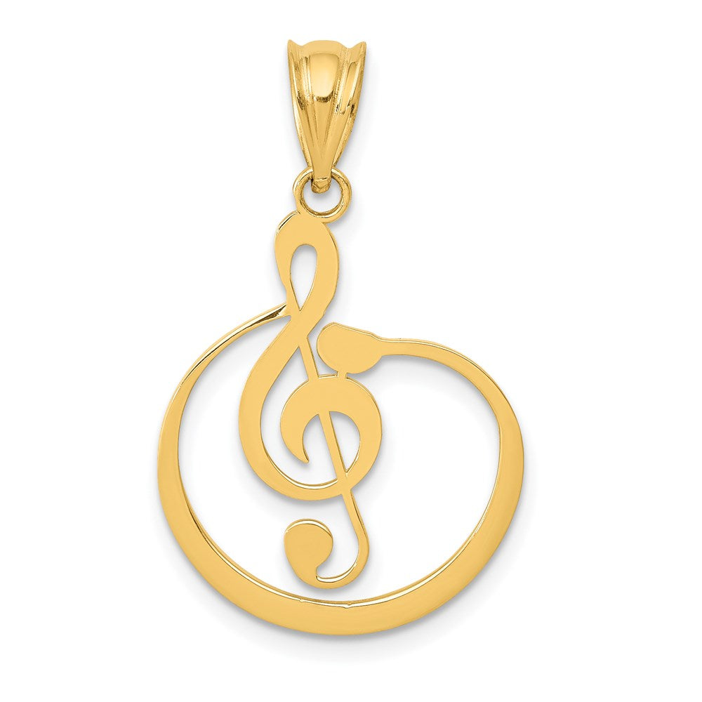 14k G Treble Clef Musical Note Pendant, 27 x 18 mm