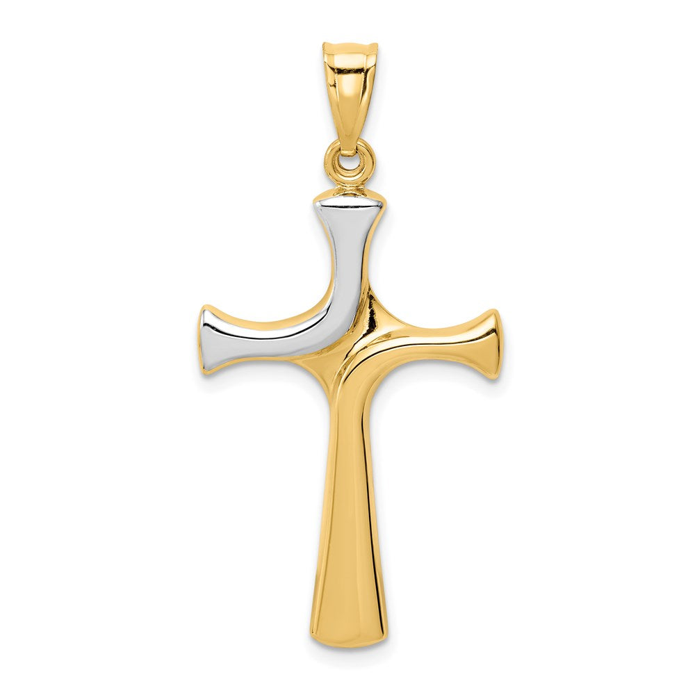 14k and White Rhodium Fancy Cross Pendant, 39 x 20 mm