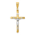 14k Two-tone Hollow Crucifix Pendant, 41 x 20 mm