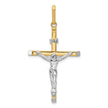 14k Two-tone Crucifix Pendant, 41 x 22 mm