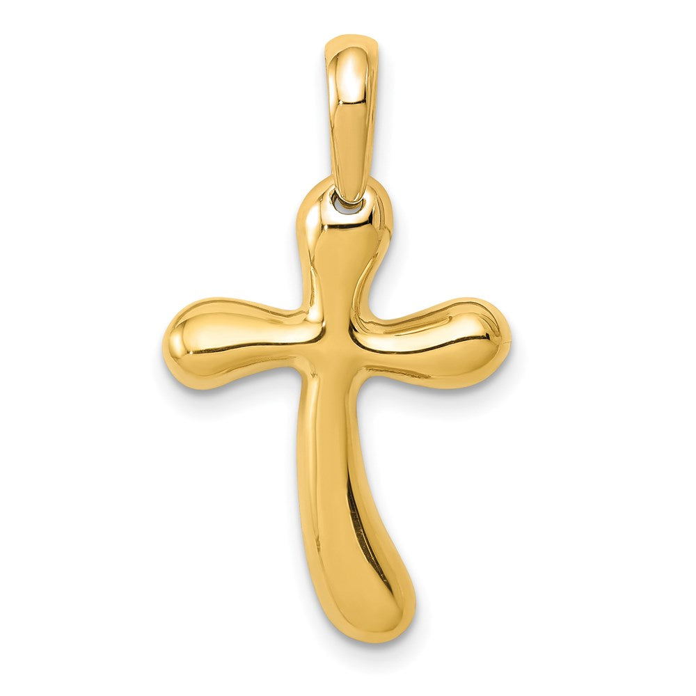 14k Polished Freeform Cross Pendant, 29 x 15 mm