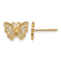 14K Cut-out Butterfly Post Earrings, 7 x 9 mm
