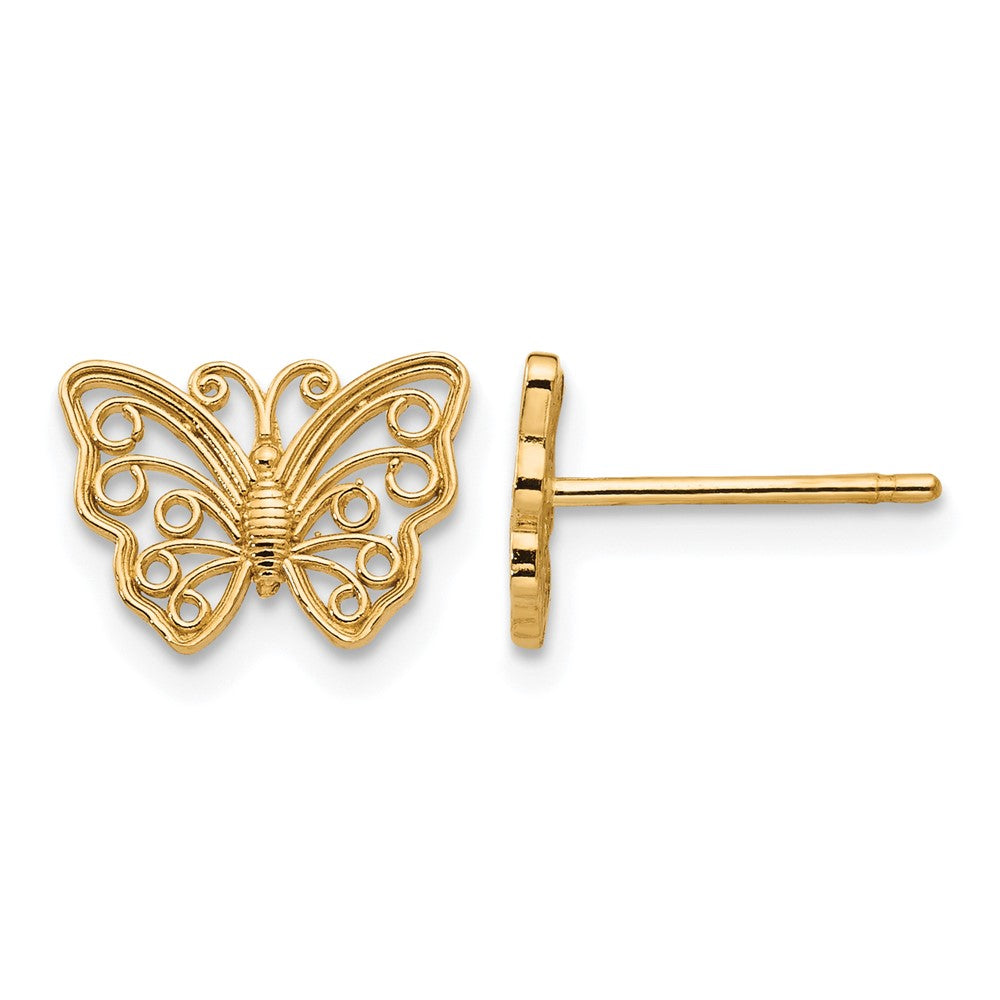 14K Cut-out Butterfly Post Earrings, 7 x 9 mm