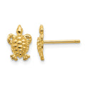 14K Mini Turtle Post Earrings, 9 x 6 mm