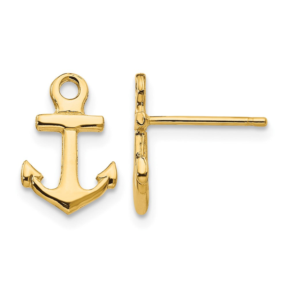14K Anchor Post Earrings, 12 x 8 mm