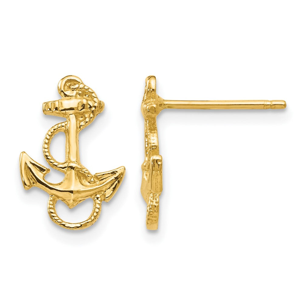 14K Anchor with Rope Trim Post Earrings, 12 x 9 mm