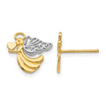 14K and White Rhodium Angel With Heart Post Earrings, 11 x 12 mm
