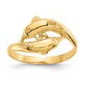 14K Double Dolphins Bypass Ring, Size 6.5