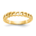 14k Polished Chain Hearts Ring, Size 6