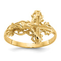 14K Diamond-cut Crucifix Ring, Size 6.5