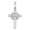 14k White Gold Claddagh Cross Pendant, 41 x 20 mm