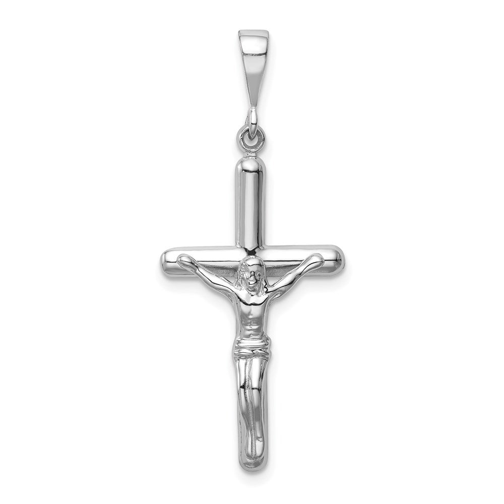 14k White Gold Crucifix Pendant, 38 x 17 mm