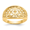 14K Fleur-De-Lis Tapered Filigree Ring, Size 7