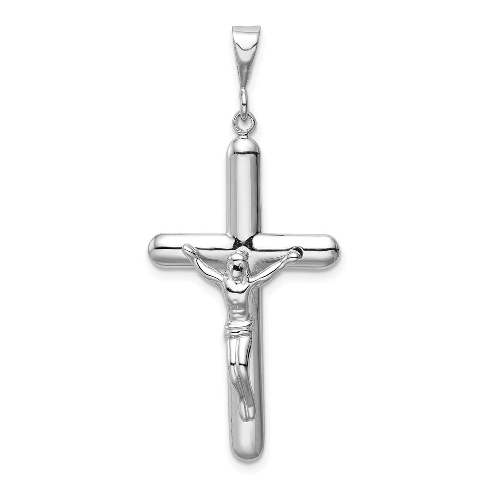 14k White Gold Crucifix Pendant, 46 x 21 mm
