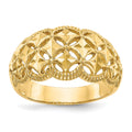 14K Diamond-cut Scalloped Edge Pattern Dome Ring, Size 7