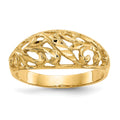 14K Paisley Diamond-cut Design Dome Ring, Size 7