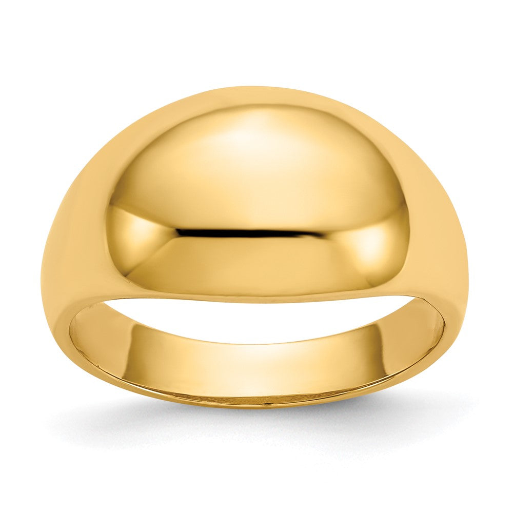 14K 10mm Domed-top Tapered Cigar Band Ring, Size 7