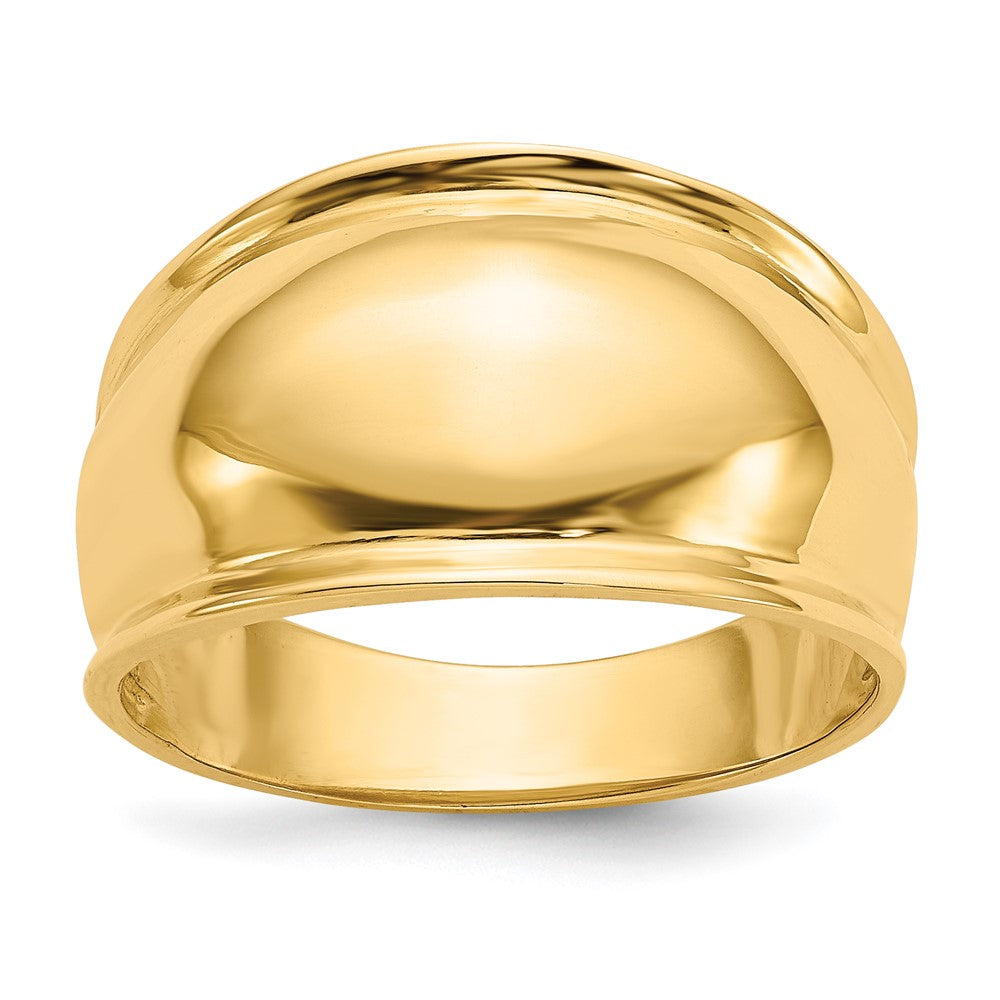 14K Ridge-edged Dome Ring, Size 7.5