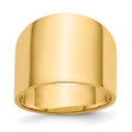 14K 15mm Flat-top Tapered Cigar Band Ring, Size 7