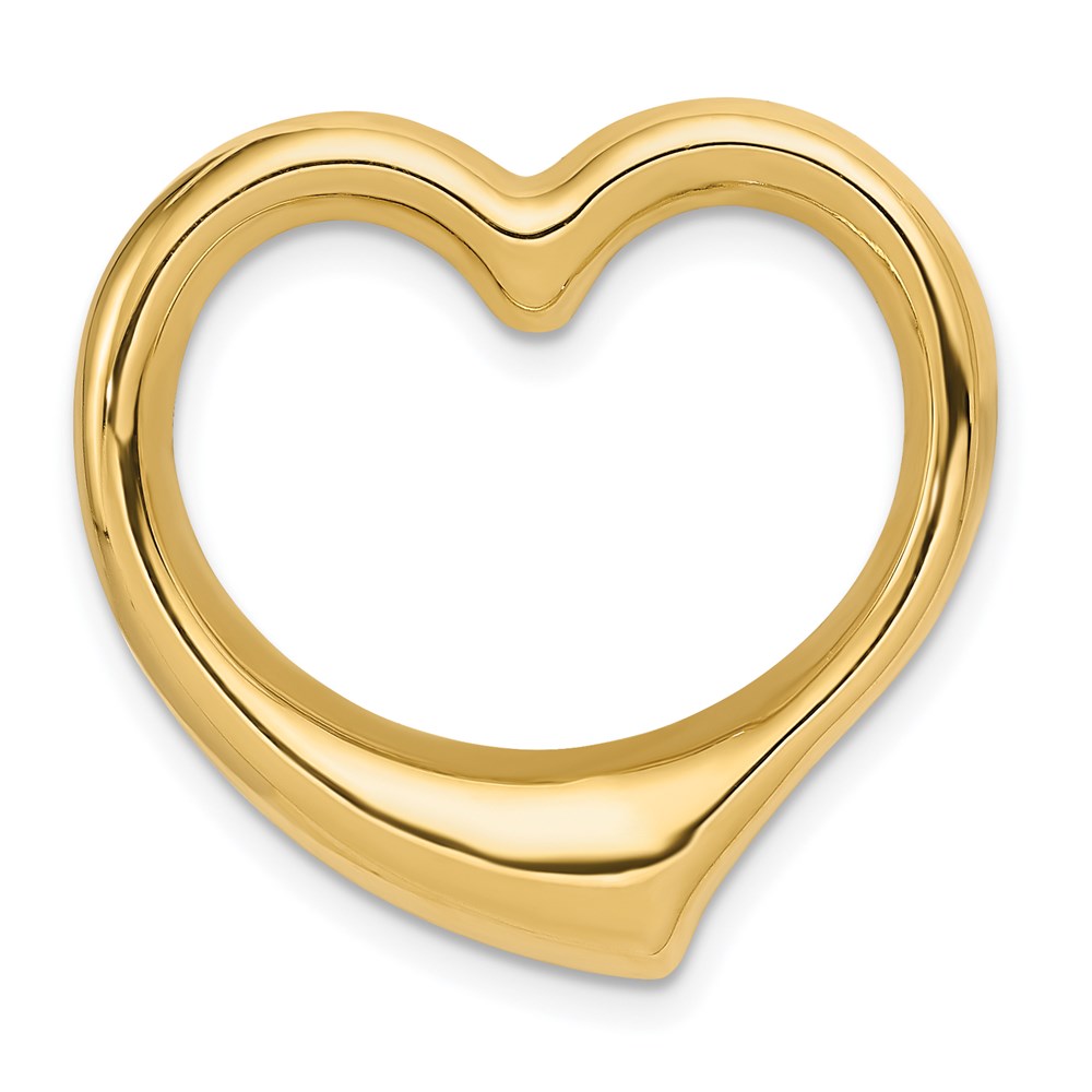 14K Polished Floating Heart Chain Slide, 24 x 24 mm