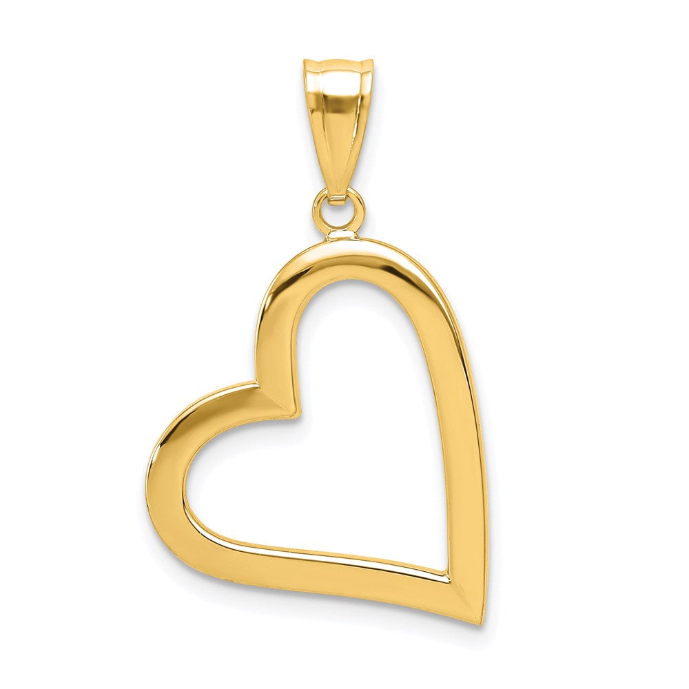 14K Polished Crooked Heart Pendant, 29 x 17 mm