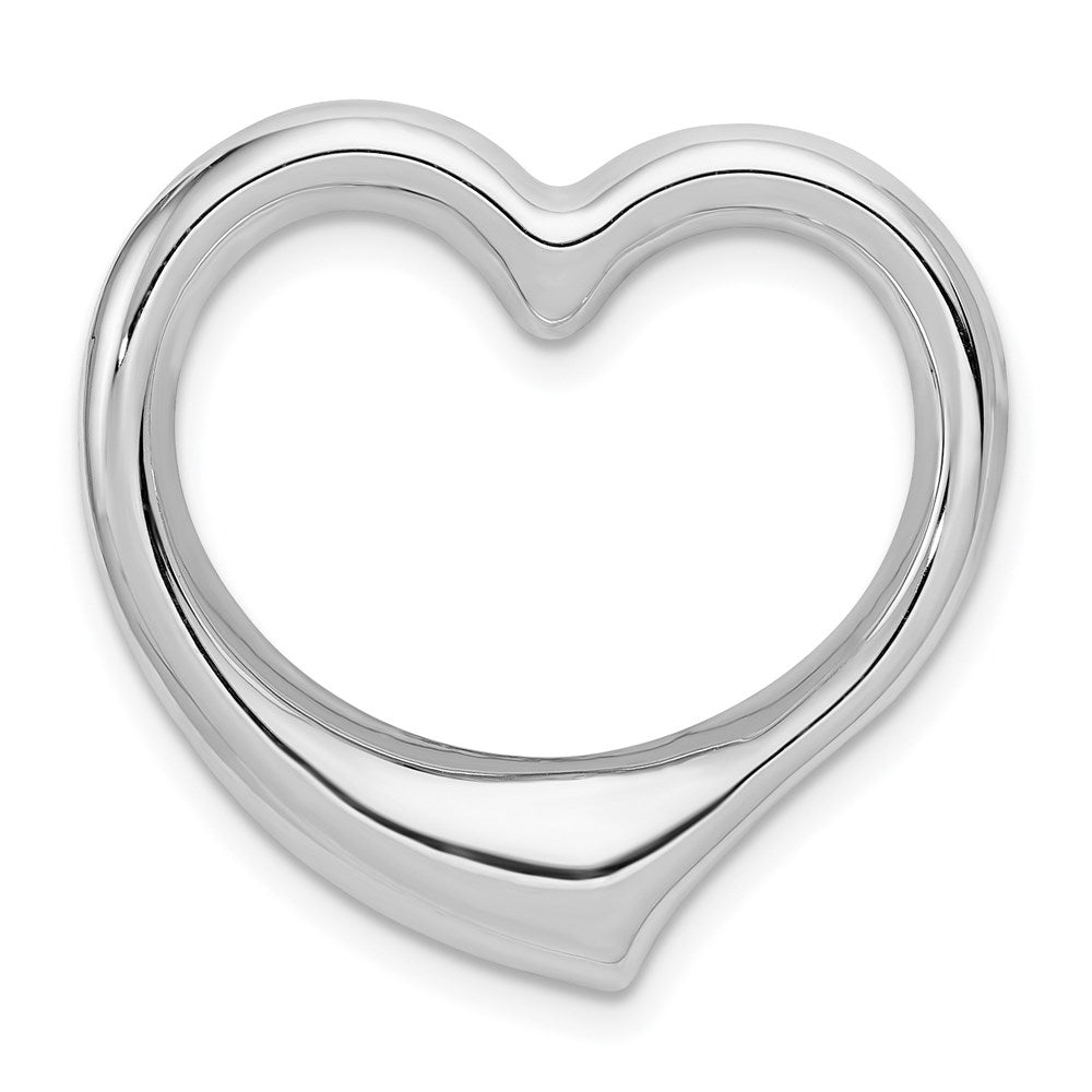 14k White Gold Floating Heart Hollow Chain Slide, 24 x 24 mm