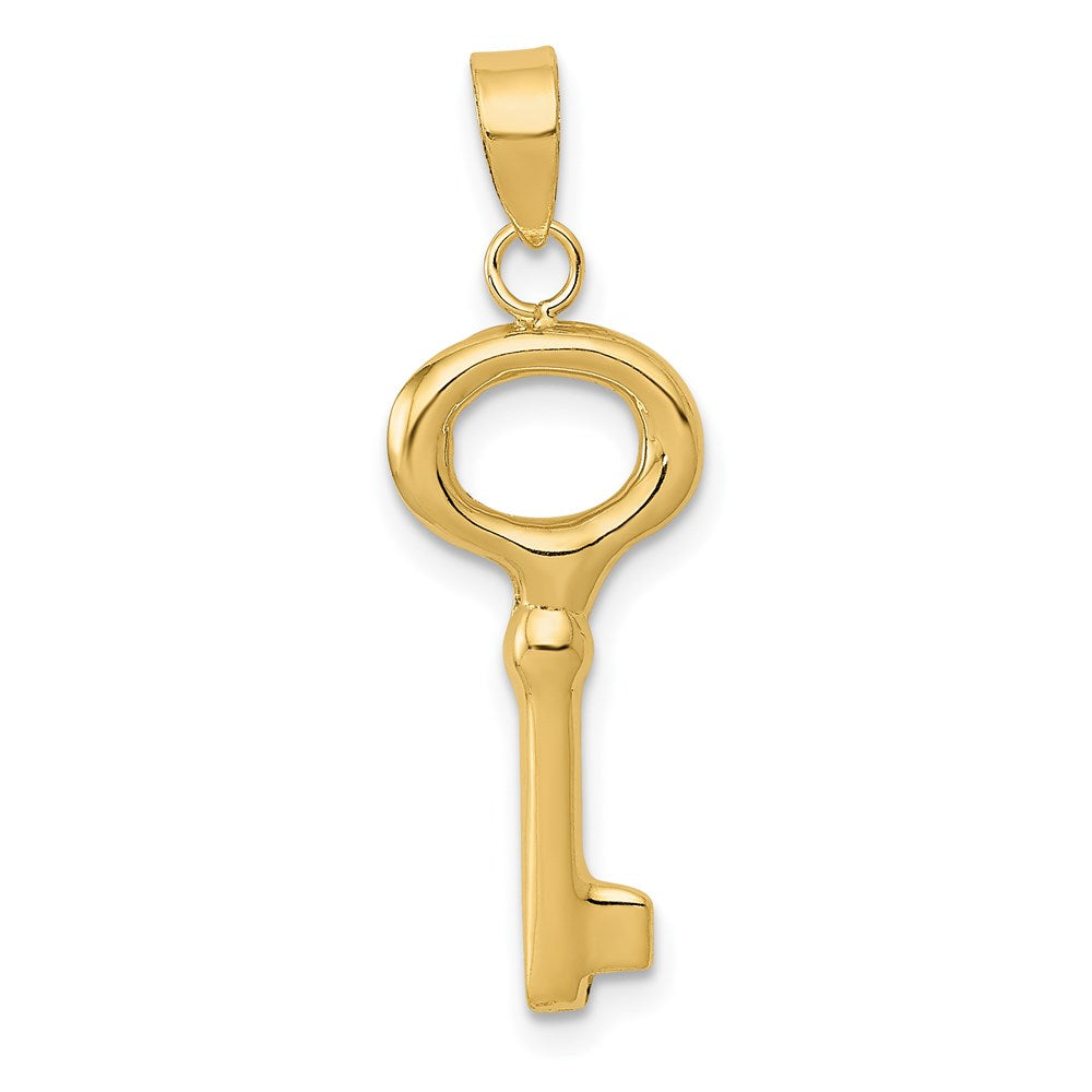14K Polished 3-D Key Charm, 28 x 10 mm