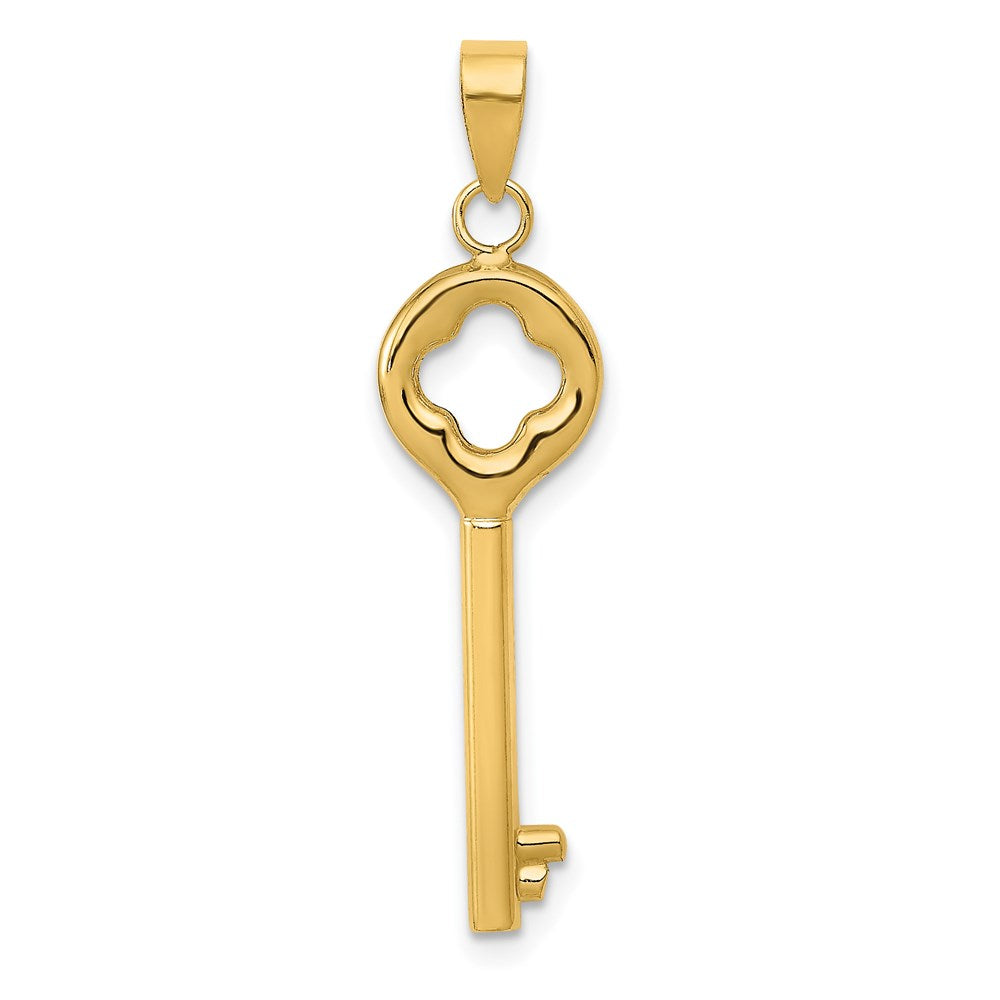 14K Polished 3-D Key Charm, 34 x 9 mm