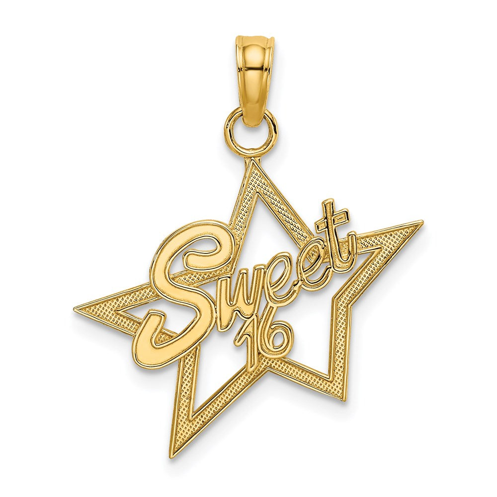 14k SWEET 16 Star Charm, 22.5 x 20.4 mm
