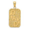 14K DAD Gold Nugget Dog Tag Pendant, 25.5 x 14 mm