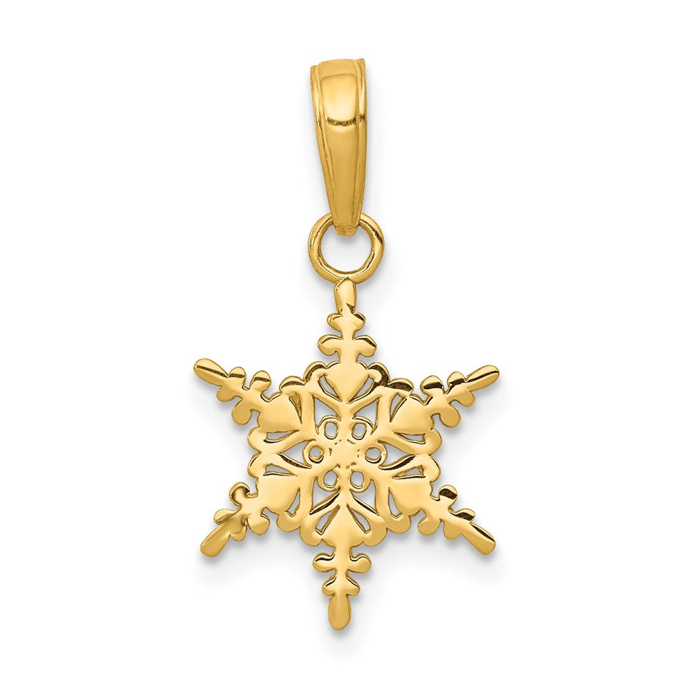 14k Small Snowflake Pendant, 21 x 12 mm