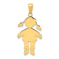 14k Flat Engravable Girl Charm, 31 x 17 mm