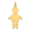 14k Flat Engravable Boy Charm, 31 x 17 mm