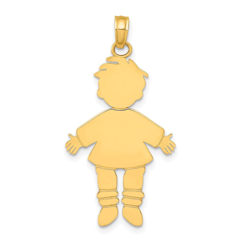 14k Flat Engravable Boy Charm, 31 x 17 mm