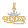 14k and White Rhodium Polished PRINCESS with Crown Pendant, 20 x 21 mm