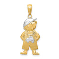14k and White Rhodium Boy with Hands in Pockets Pendant, 29 x 12 mm
