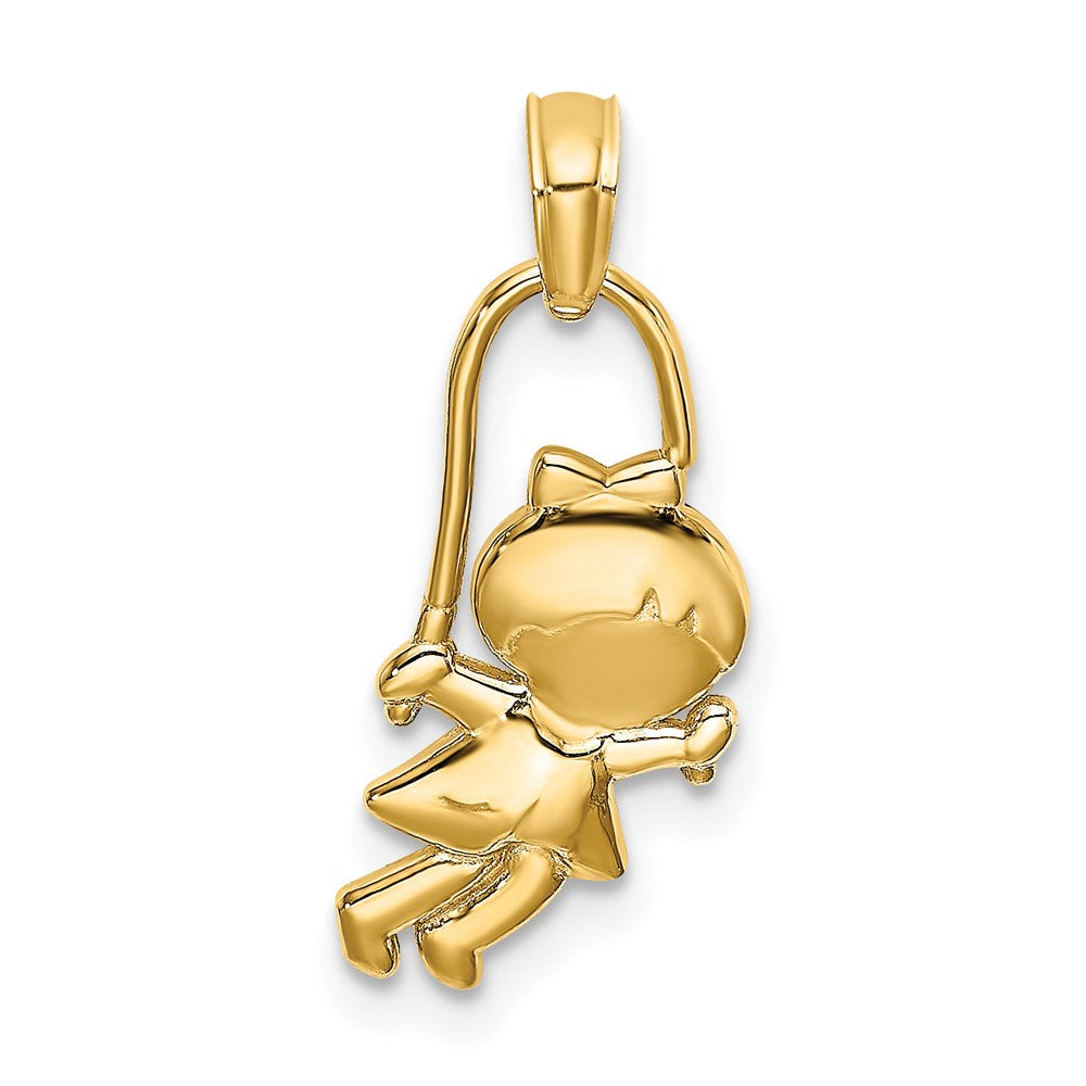 14k Girl with Jump Rope Charm, 22 x 8.3 mm
