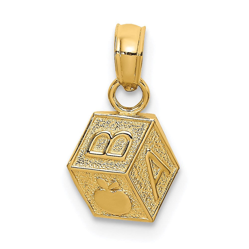 14k AB with Apple Baby Block Charm, 11.85 x 7.5 mm