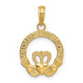 14k Flat-Backed FRIENDSHIP LOVE LOYALTY Claddagh Pendant, 22 x 14 mm