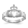 14k White Gold Polished Claddagh Ring, Size 7, 2.53 g