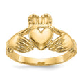 14k Mens Polished Claddagh Ring, Size 8.75