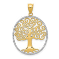 14k and White Rhodium Filigree Tree of Life Pendant, 28 x 23 mm