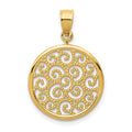 14k Filigree Round Pendant, 19 x 15 mm