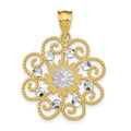 14k and White Rhodium Diamond-cut Swirl Round Pendant, 22 x 20 mm