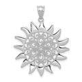 14k White Gold Filigree Sun Pendant, 30 x 28 mm