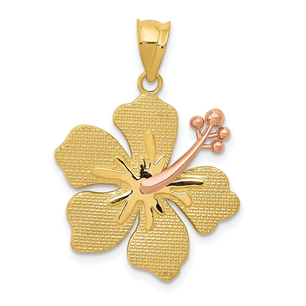 14k Two-tone Yellow and Rose Hibiscus Charm, 22 x 22 mm